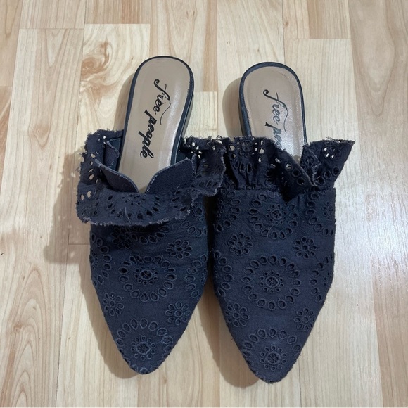 Free people Eyelet Sienna blue slip on mule sandals womens size 38 - Picture 2 of 5